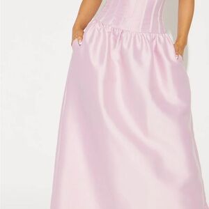 Elegant Pink Satin Corset Dress